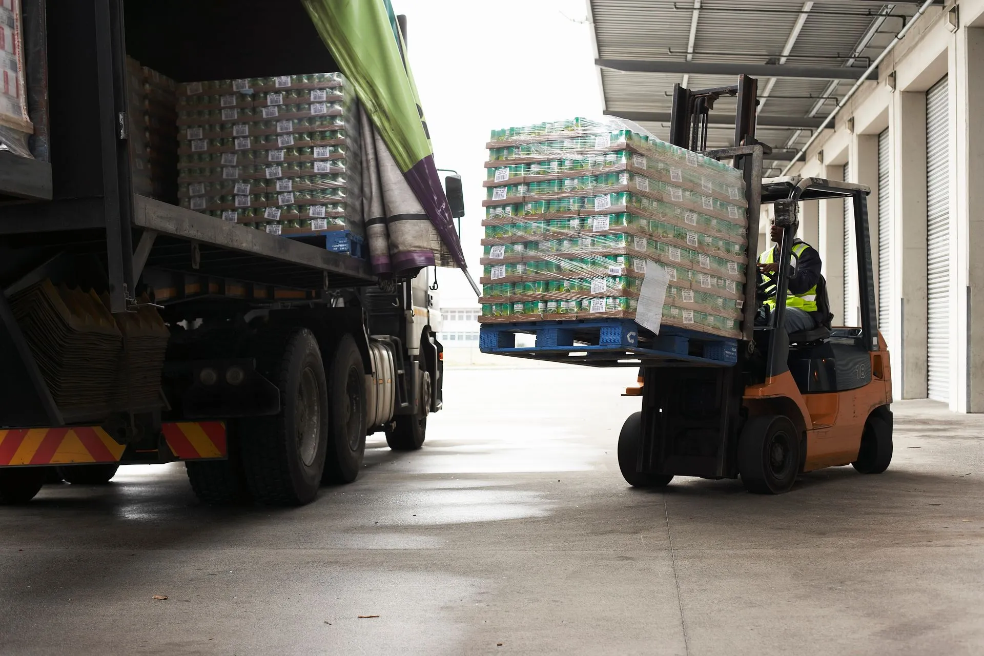 Counterbalance forklift operated by trained Kann Enterprises warehouse personnel